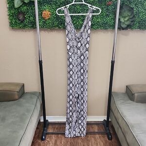 Fashion Nova Monochrome Snakeskin Jumpsuit